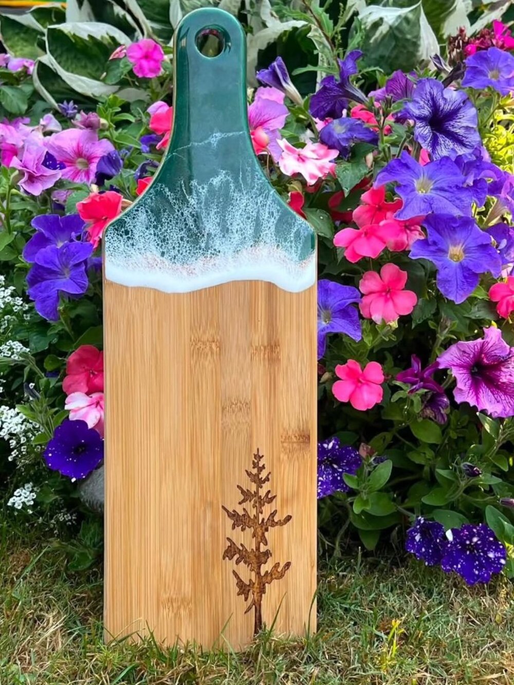#925 Hand Drawn and Wood Burned Charcuterie Wall Decor Wood Serving Board Resin